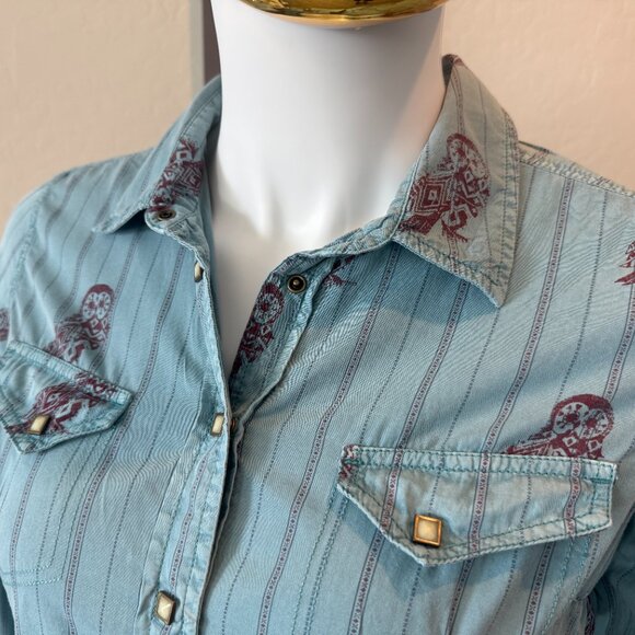 Barn Fly Own Themed Snap Button  Shirt - Large - Picture 7 of 11